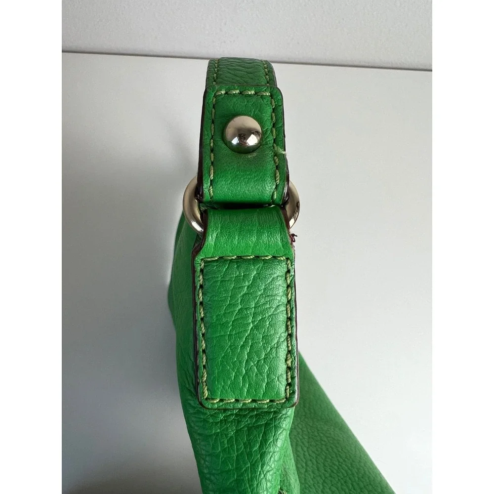 Kate Spade Green Pebbled Leather Tassel Shoulder Hobo Bag Purse Y2K Color‎ Pop